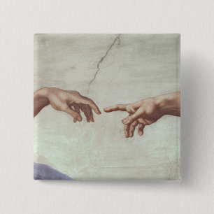 Hands of God and Adam 2 Inch Square Button