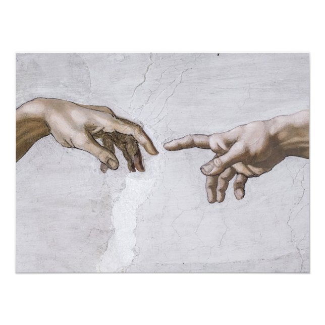 Hands of God and Adam by Michelangelo Photo Print (Front)