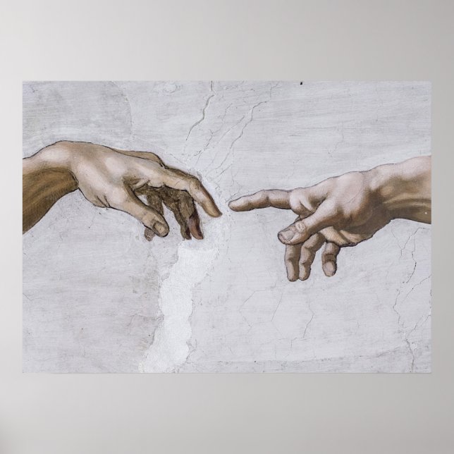Hands of God and Adam by Michelangelo Poster (Front)