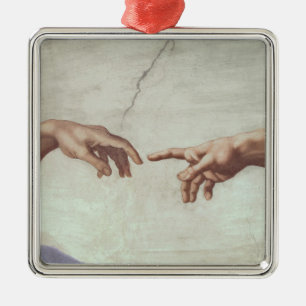 Hands of God and Adam Metal Ornament