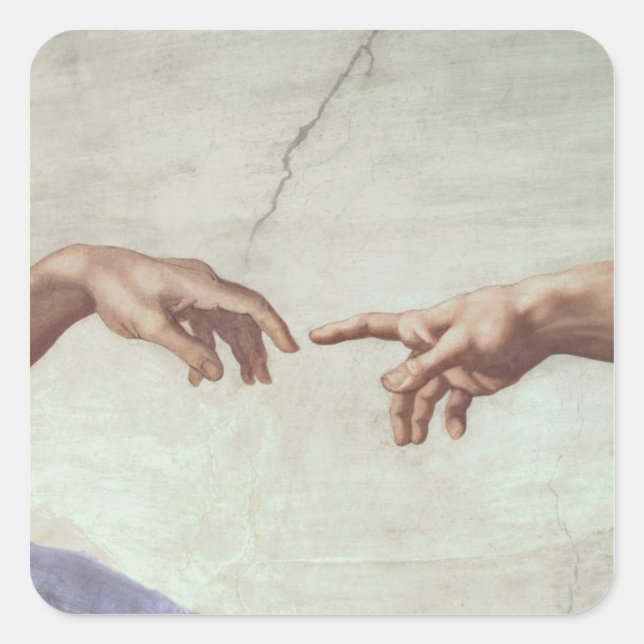 Hands of God and Adam Square Sticker (Front)