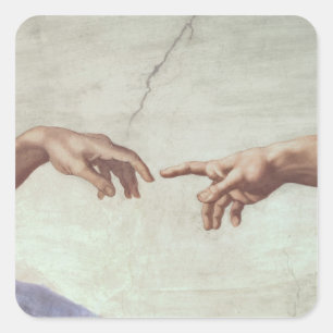 Hands of God and Adam Square Sticker