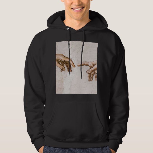 Hands of God the Father and Adam by Michelangelo Hoodie (Front)