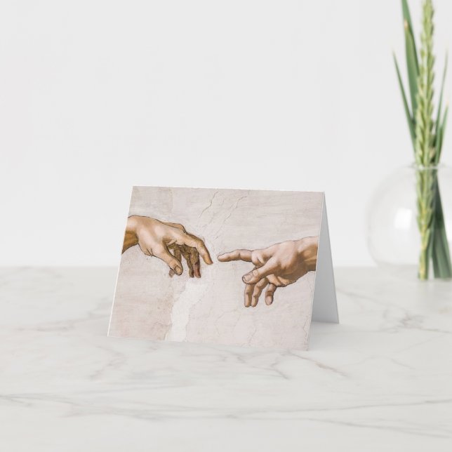 Hands of God the Father and Adam by Michelangelo Thank You Card (Front)