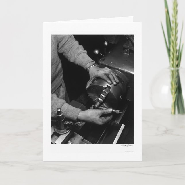 Hands Of Lathe Worker 1943 Card (Front)