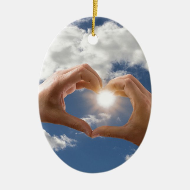 Hands of love ceramic ornament (Front)