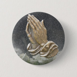 HANDS OF PRAYER 2 INCH ROUND BUTTON