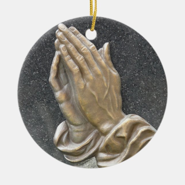 HANDS OF PRAYER CERAMIC ORNAMENT (Front)