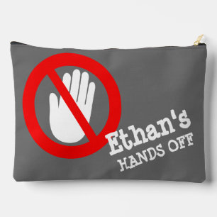 Hands off boys named sign pencil case or accessory pouch