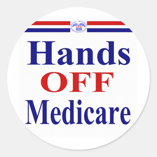 Hands Off Medicare Classic Round Sticker (Front)