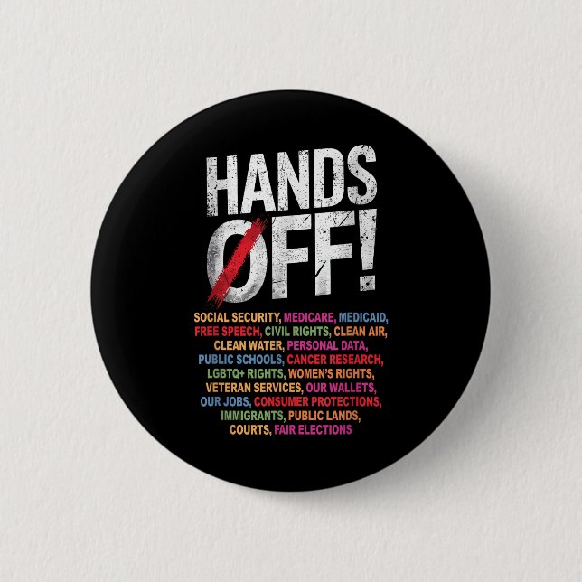 Hands Off My Social Security 2025 Protest  2 Inch Round Button (Front)