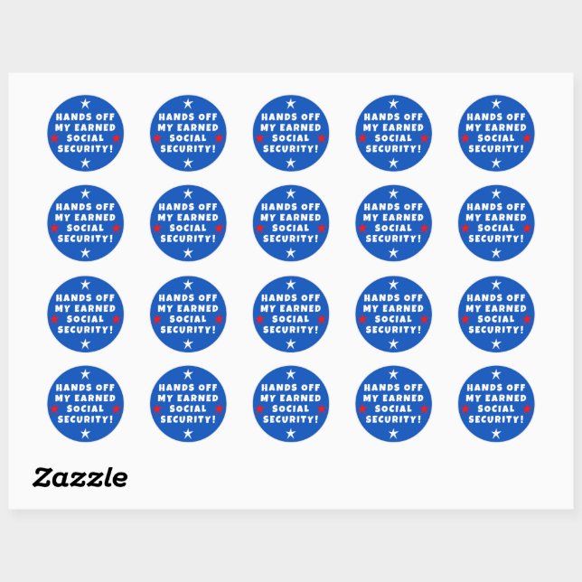 Hands Off My Social Security Classic Round Sticker (Sheet)