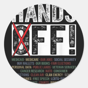 Hands Off Our Rights Protect Democracy Classic Round Sticker