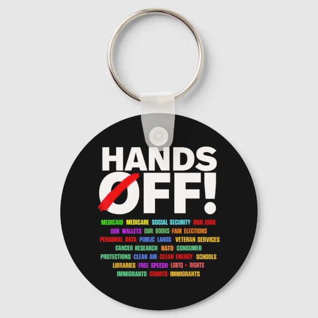 Hands Off Protest 1  Keychain (Front)