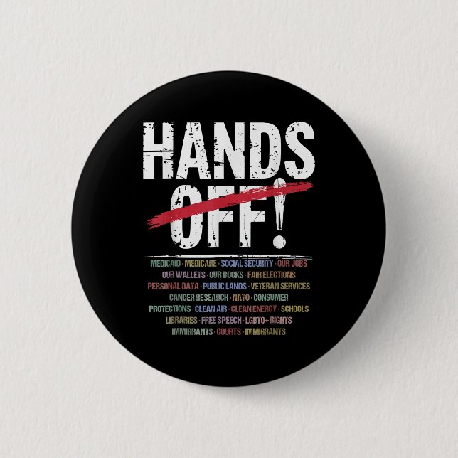 Hands Off Protest  2 Inch Round Button (Front)