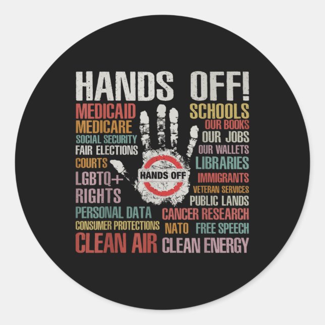 Hands Off Protest Apparel Remove Reverse Reclaim P Classic Round Sticker (Front)