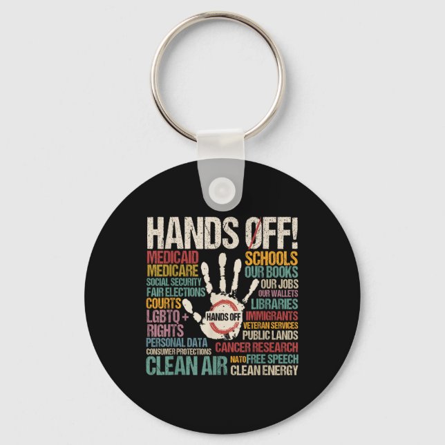 Hands Off Protest  Keychain (Front)