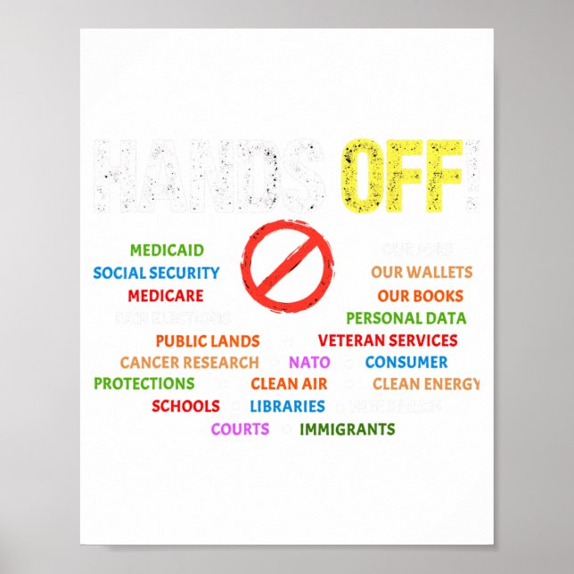 Hands Off Protest Medicaid Medicare Social Securit Poster (Front)
