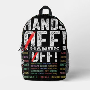 Hands Off Protest Printed Backpack