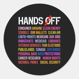 Hands Off Protest Saturday April 5 Men Women 9  Classic Round Sticker