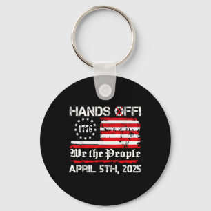 Hands Off Protest Saturday April 5 Usa Flag Men Wo Keychain