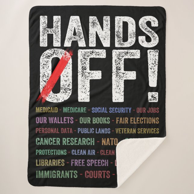 Hands Off Protest Sherpa Blanket (Front)