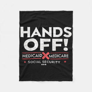 Hands Off Protest Social Security And Medicare Med Fleece Blanket