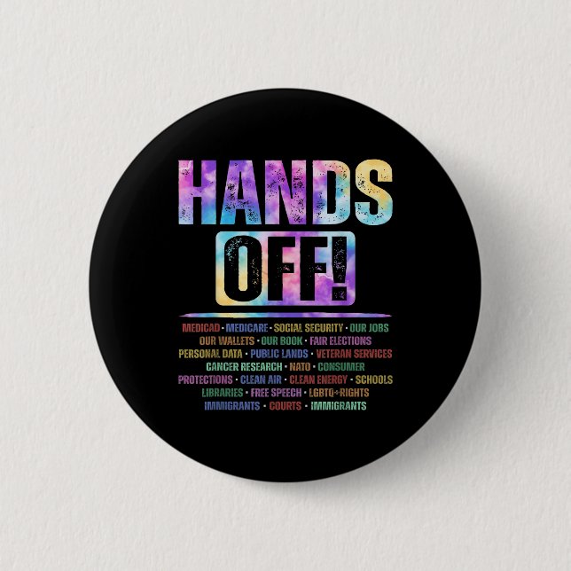 Hands Off Protest Social Security And Medicare Pro 2 Inch Round Button (Front)