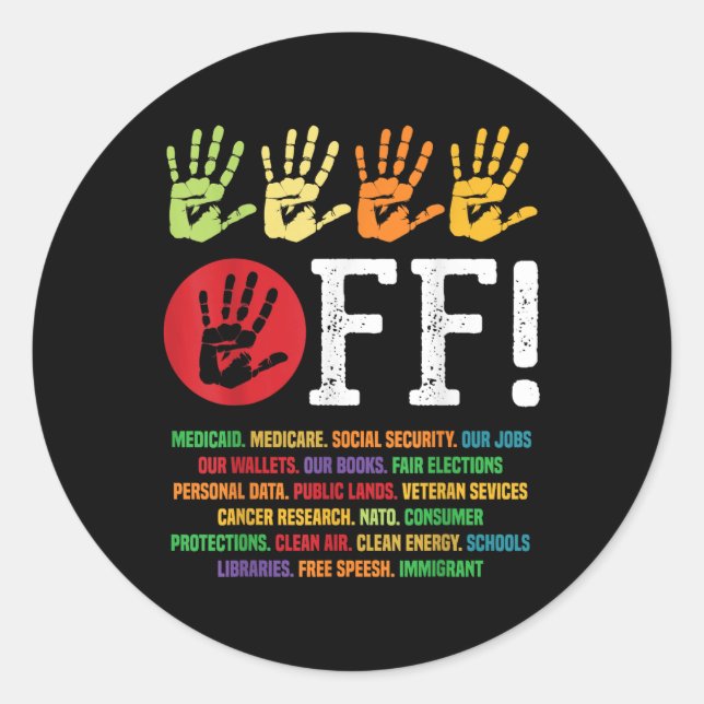 Hands Off Protest Social Security And Medicare Pro Classic Round Sticker (Front)