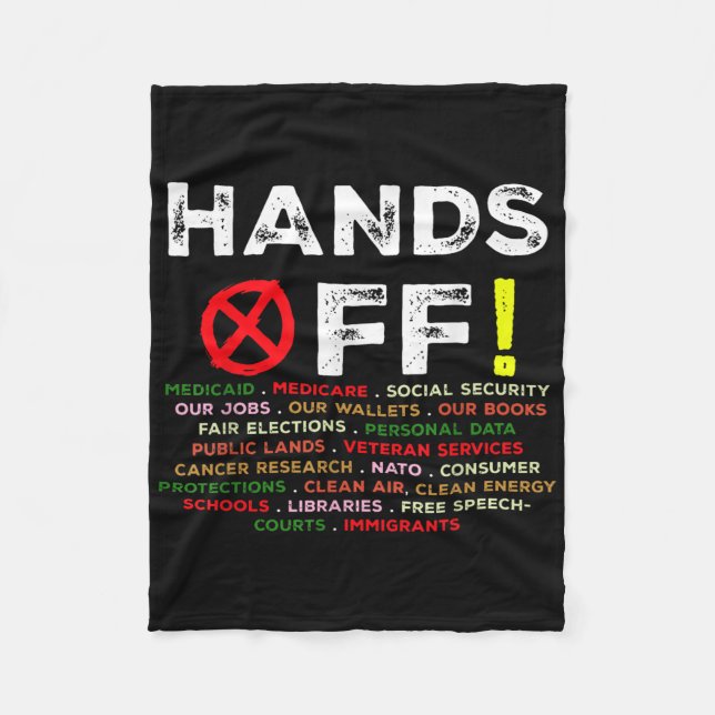 Hands Off Protest Social Security And Medicare Pro Fleece Blanket (Front)