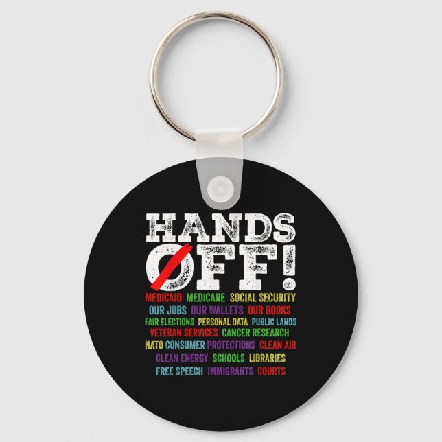 Hands Off Protest Social Security And Medicare Pro Keychain (Front)