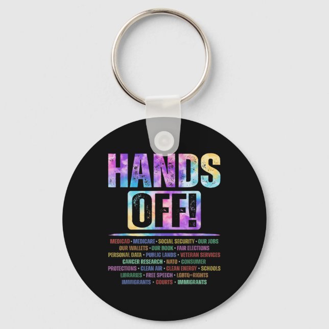 Hands Off Protest Social Security And Medicare Pro Keychain (Front)