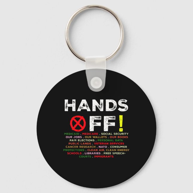 Hands Off Protest Social Security And Medicare Pro Keychain (Front)