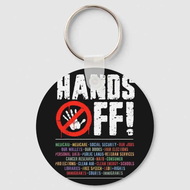 Hands Off Protest Social Security And Medicare Pro Keychain (Front)