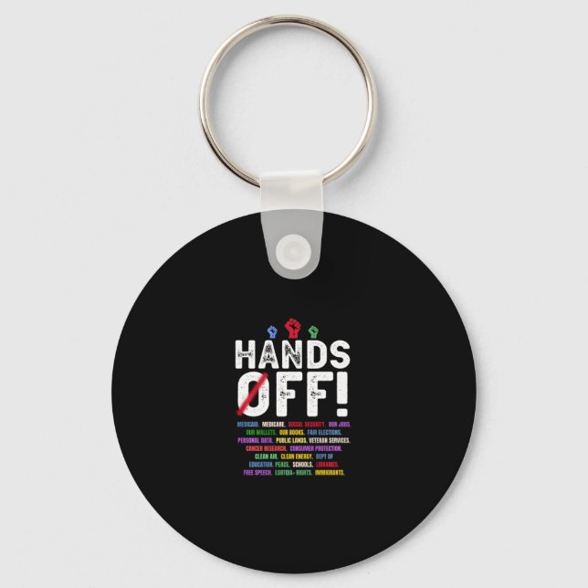 Hands Off Protest Social Security And Medicare Pro Keychain (Front)