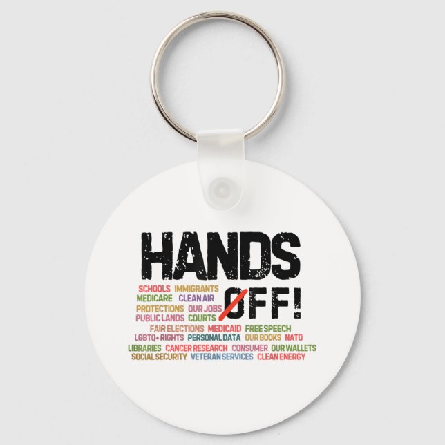 Hands Off Protest Social Security And Medicare Pro Keychain (Front)