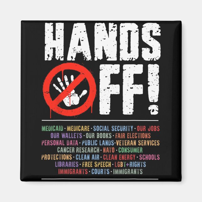 Hands Off Protest Social Security And Medicare Pro Magnet (Front)