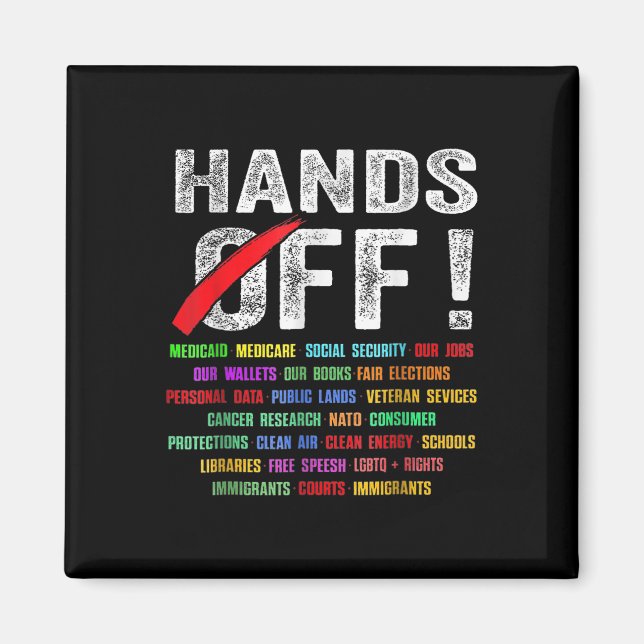 Hands Off Protest Social Security And Medicare Pro Magnet (Front)