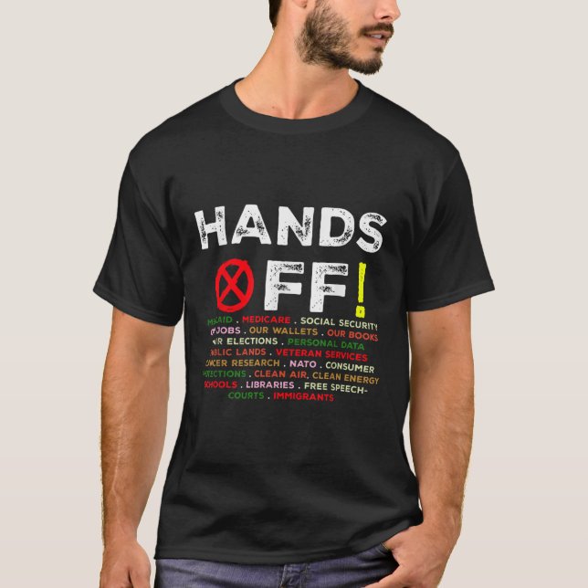 Hands Off Protest Social Security And Medicare Pro T-Shirt (Front)