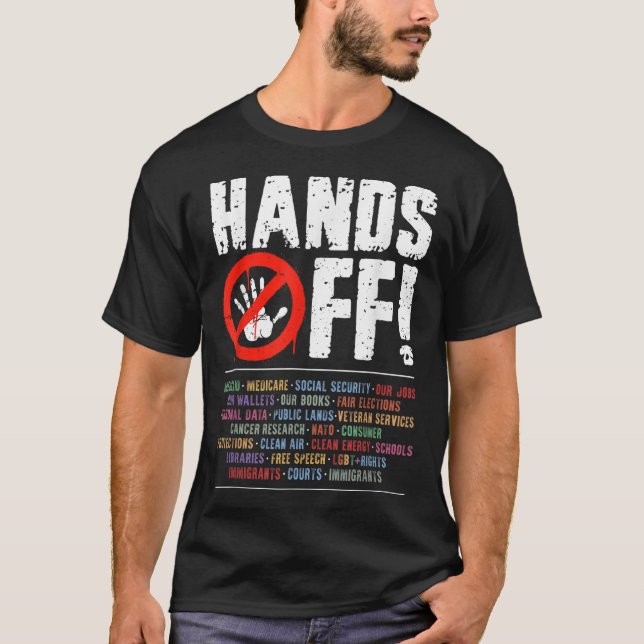 Hands Off Protest Social Security And Medicare Pro T-Shirt (Front)
