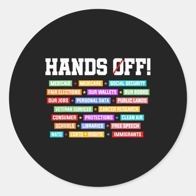 Hands Off Protest Social Security Protest Resist M Classic Round Sticker (Front)