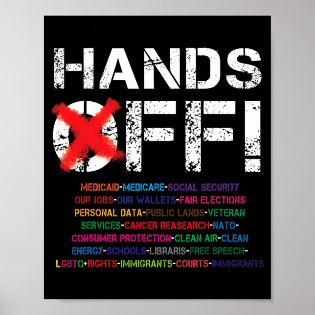 Hands Off Protest T-shirt3.png  Poster (Front)