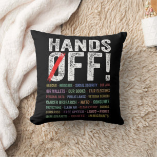 Hands Off Protest Throw Pillow
