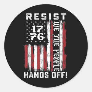 Hands Off Protest, Usa Flag  Classic Round Sticker