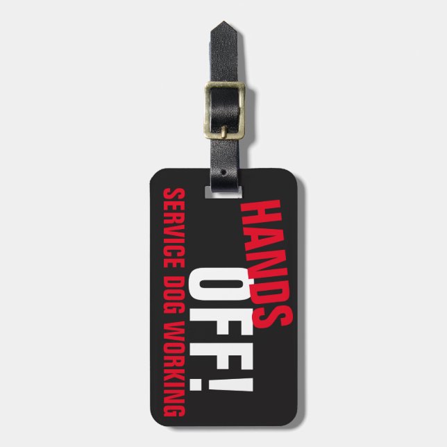 HANDS OFF! SERVICE DOG (INVERTED) LUGGAGE TAG (Front Vertical)