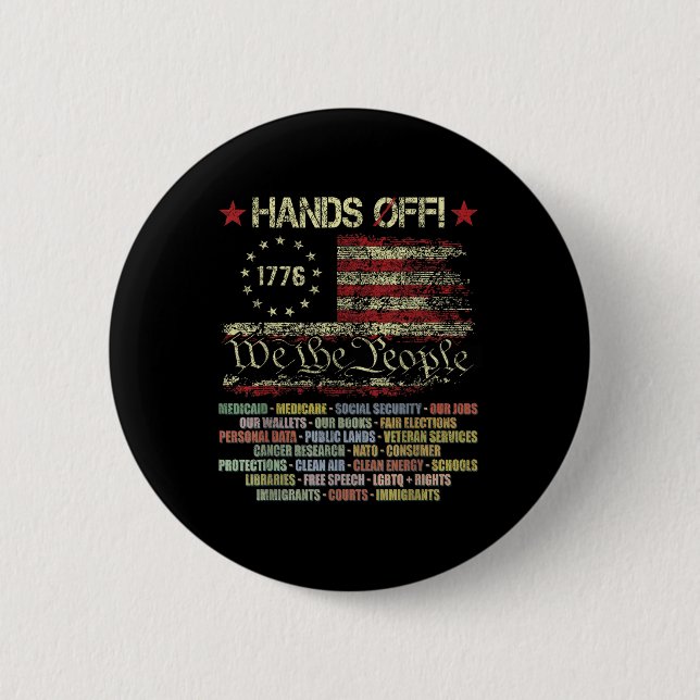 Hands Off Social Security Protest Resist Save Demo 2 Inch Round Button (Front)