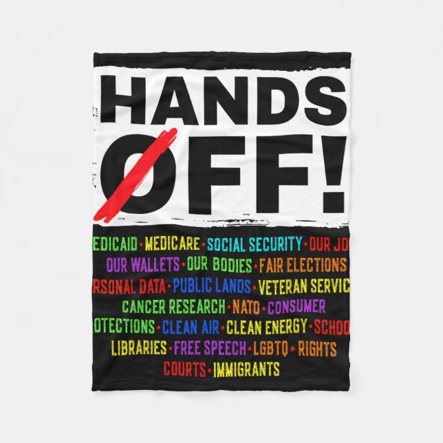 Hands Off Social Security Protest Resist Save Demo Fleece Blanket (Front)