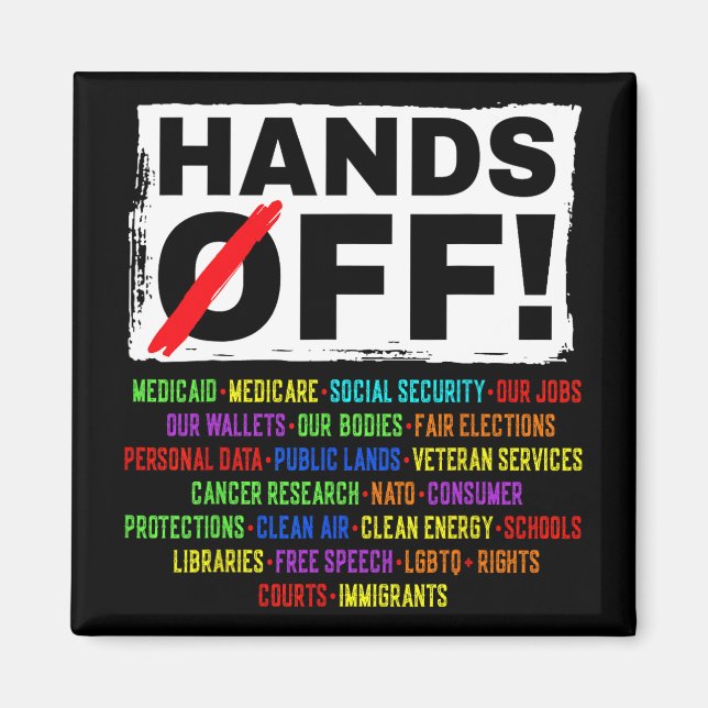 Hands Off Social Security Protest Resist Save Demo Magnet (Front)