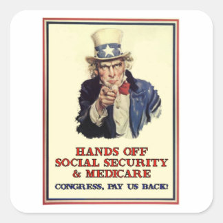 Hands Off Social Security Square Sticker