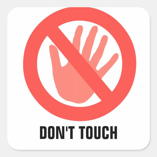 Hands Off Square Sticker (Front)